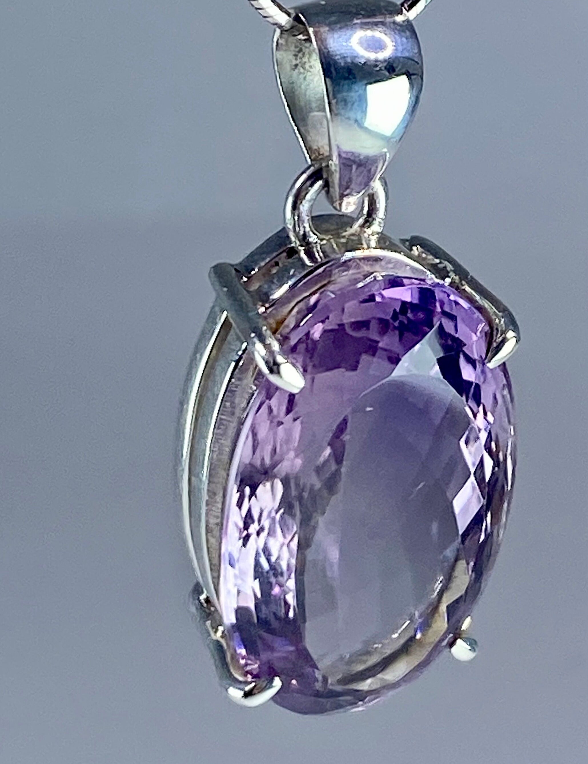 Purple Amethyst and Sterling Silver Pendant (M)