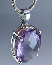 Purple Faceted Amethyst and Sterling Silver Pendant (M16)