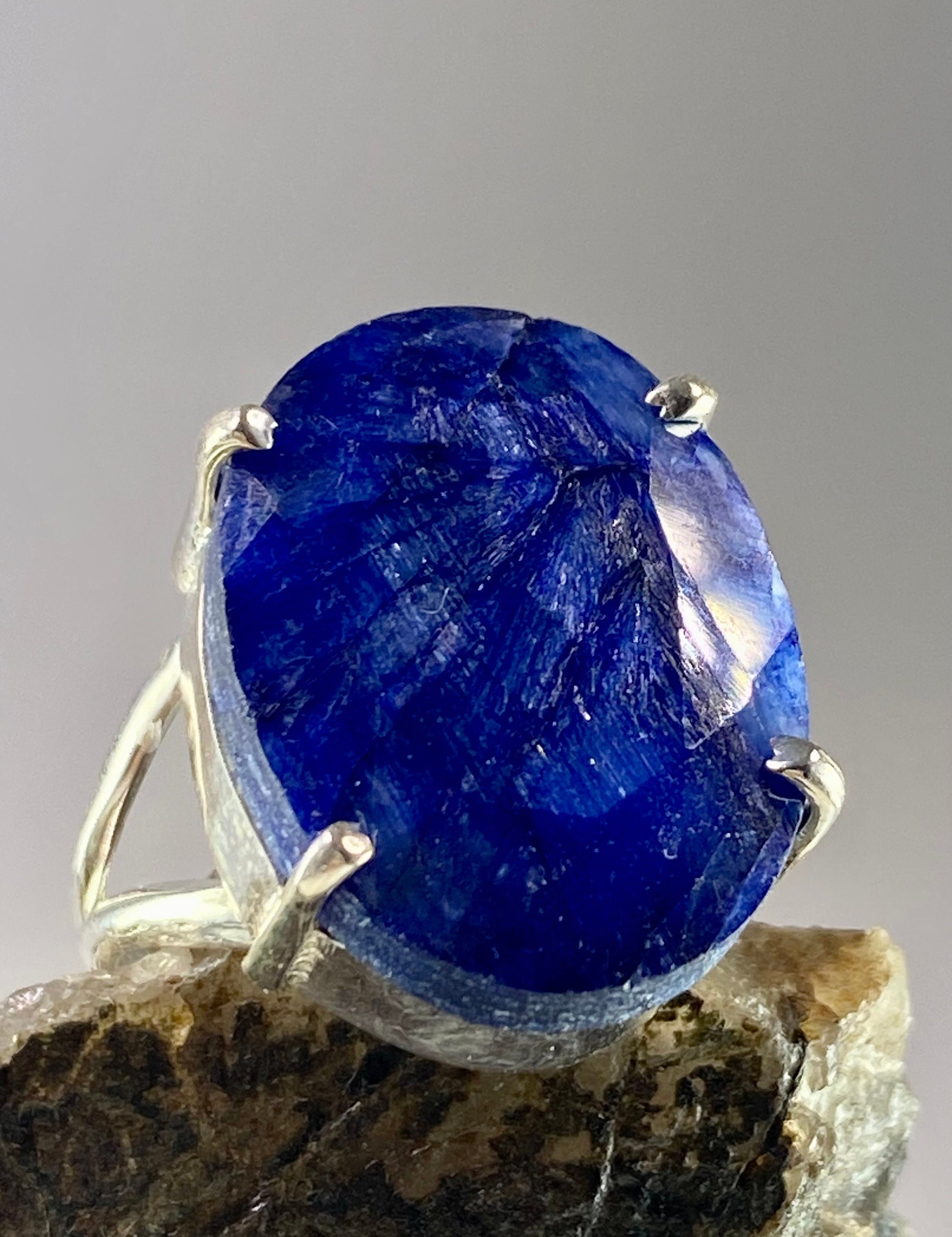 Raw Sapphire and Silver Ring (AAA)