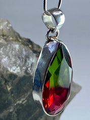 Watermelon Tourmaline and Silver Pendant (M5)