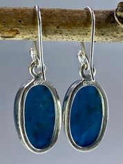 Malgache Neon Blue Apatite 925 silver dangle earrings (UV259)