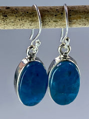 Malgache Neon Blue Apatite 925 silver dangle earrings (UV259)