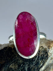 Raw Ruby and Silver Ring (M09)