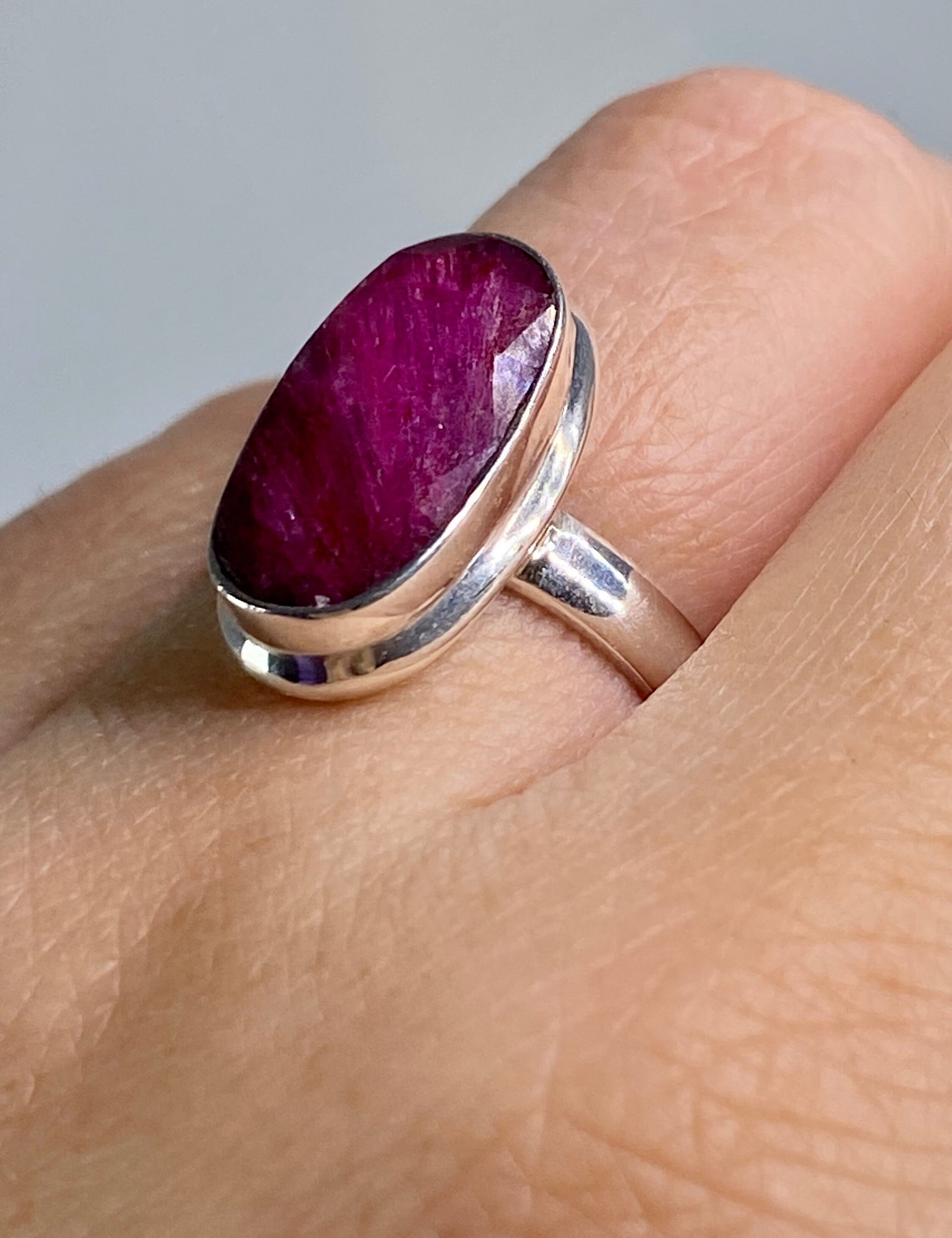 Raw Ruby and Silver Ring (M09)