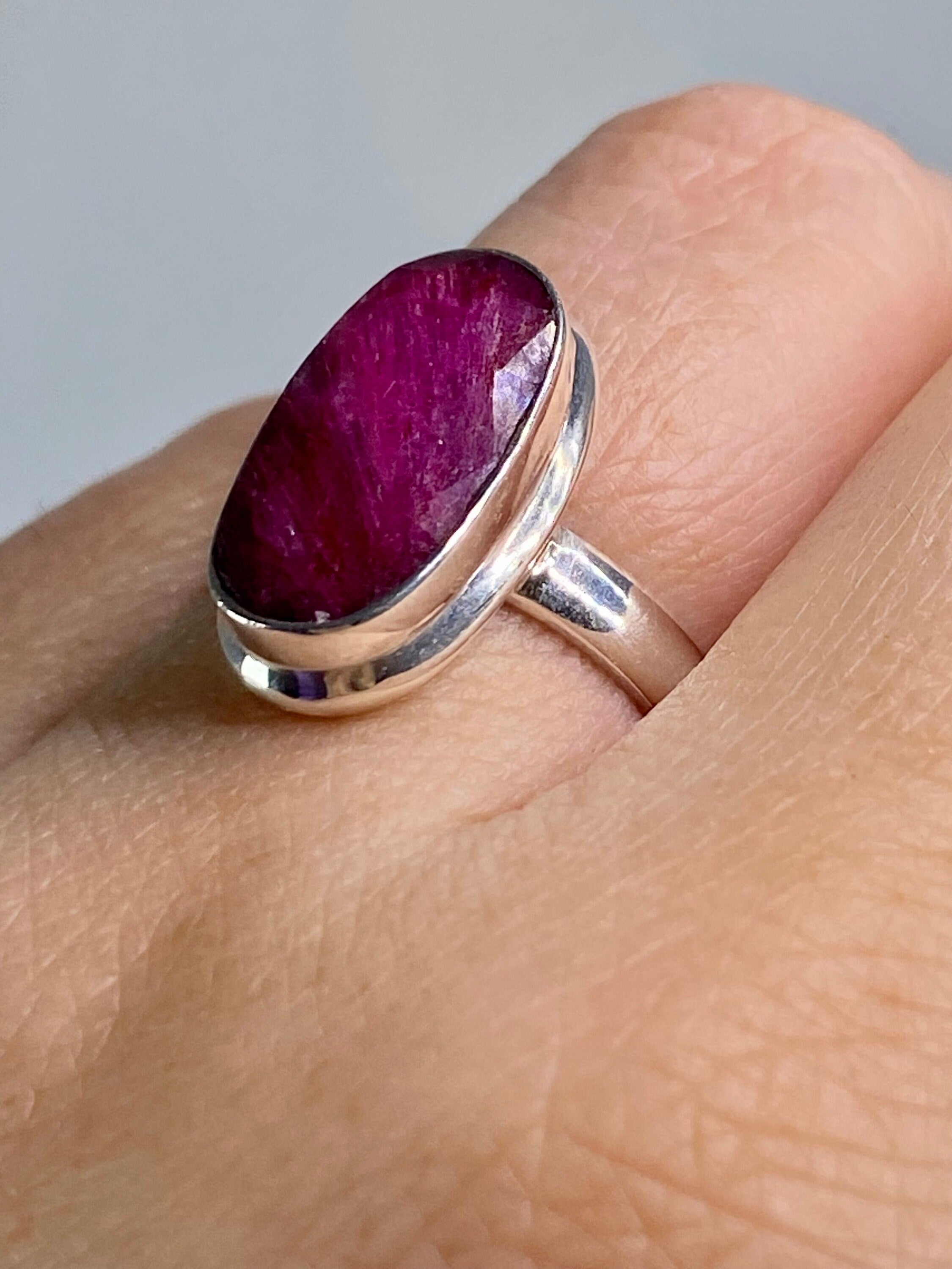 Raw Ruby and Silver Ring (M09)