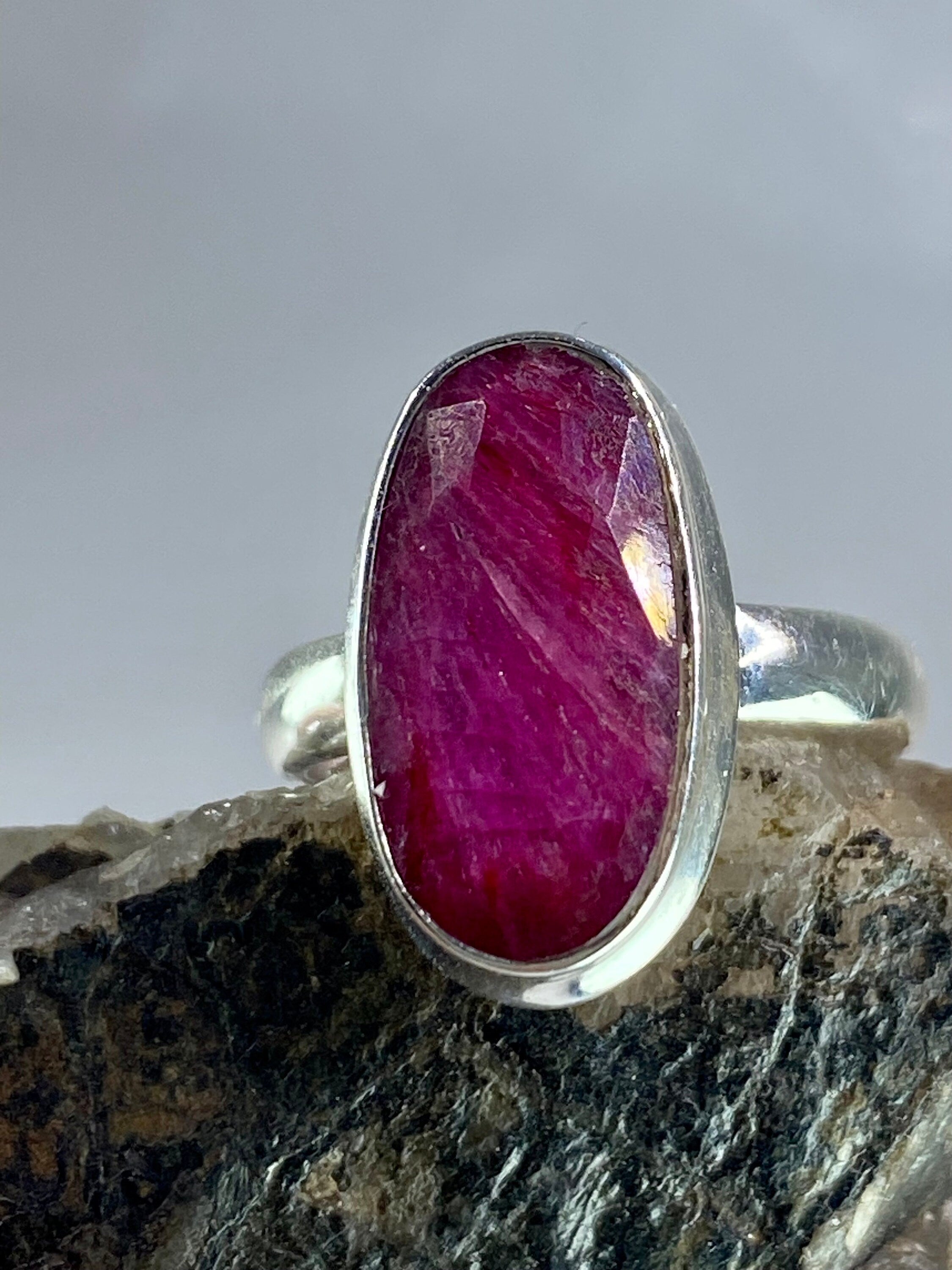 Raw Ruby and Silver Ring (M09)