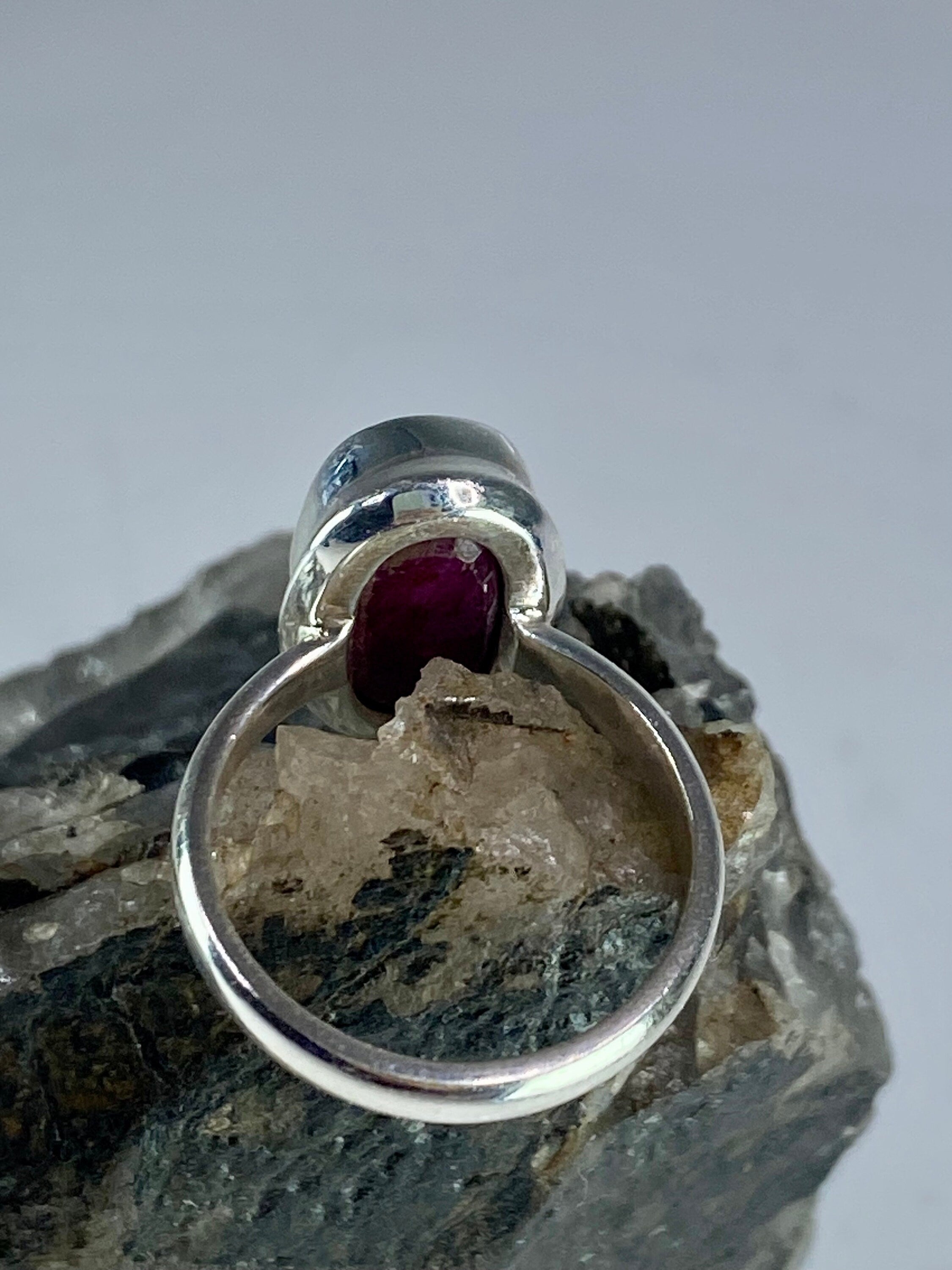 Raw Ruby and Silver Ring (M09)