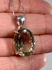 Green Amethyst (Prasiolite ) and Silver Pendant Including the Chain