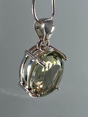 Green Amethyst (Prasiolite ) and Silver Pendant Including the Chain