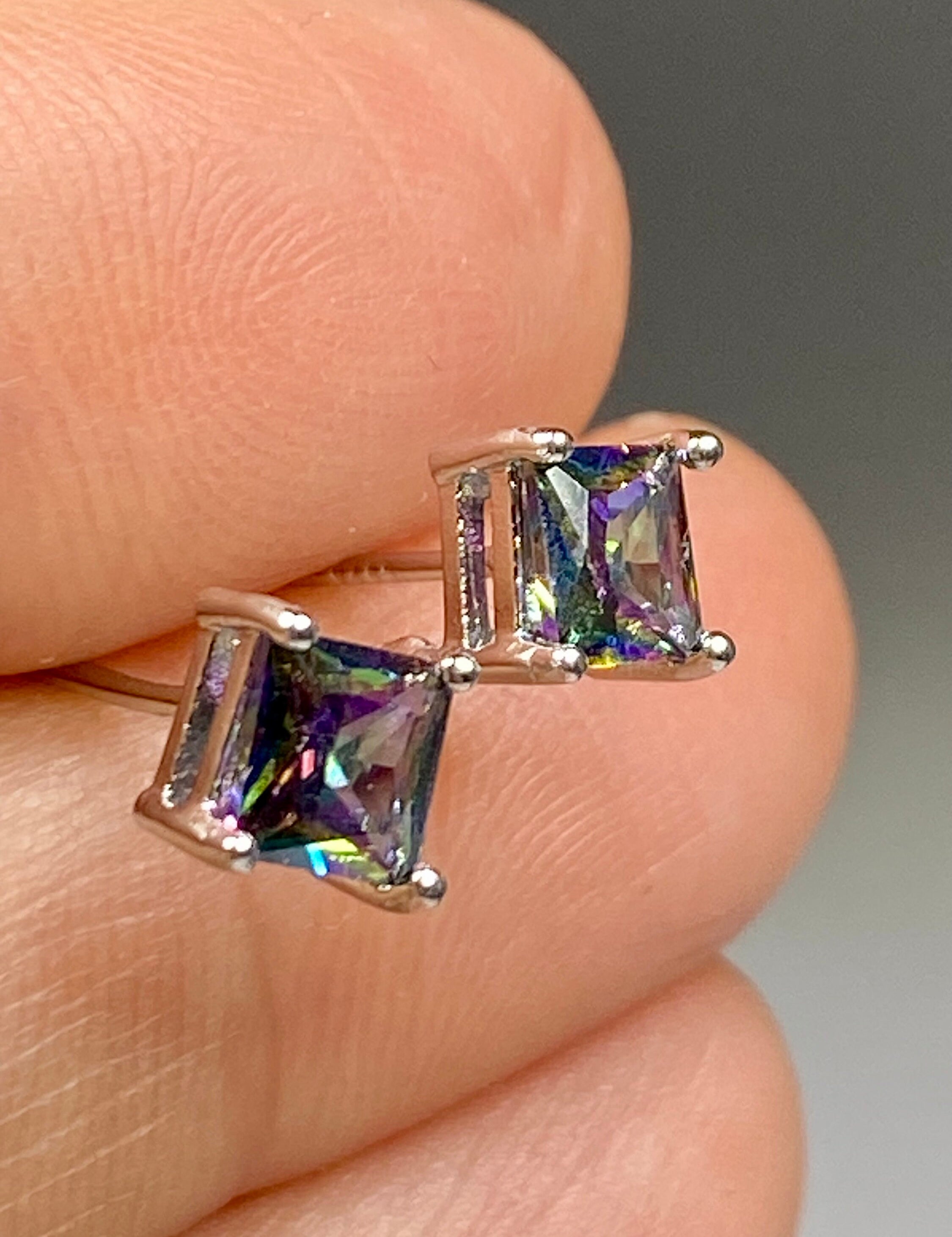 Mystic Topaz and Silver Studs