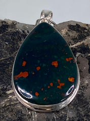 African Dragon Bloodstone and Silver Pendant (UV1477)