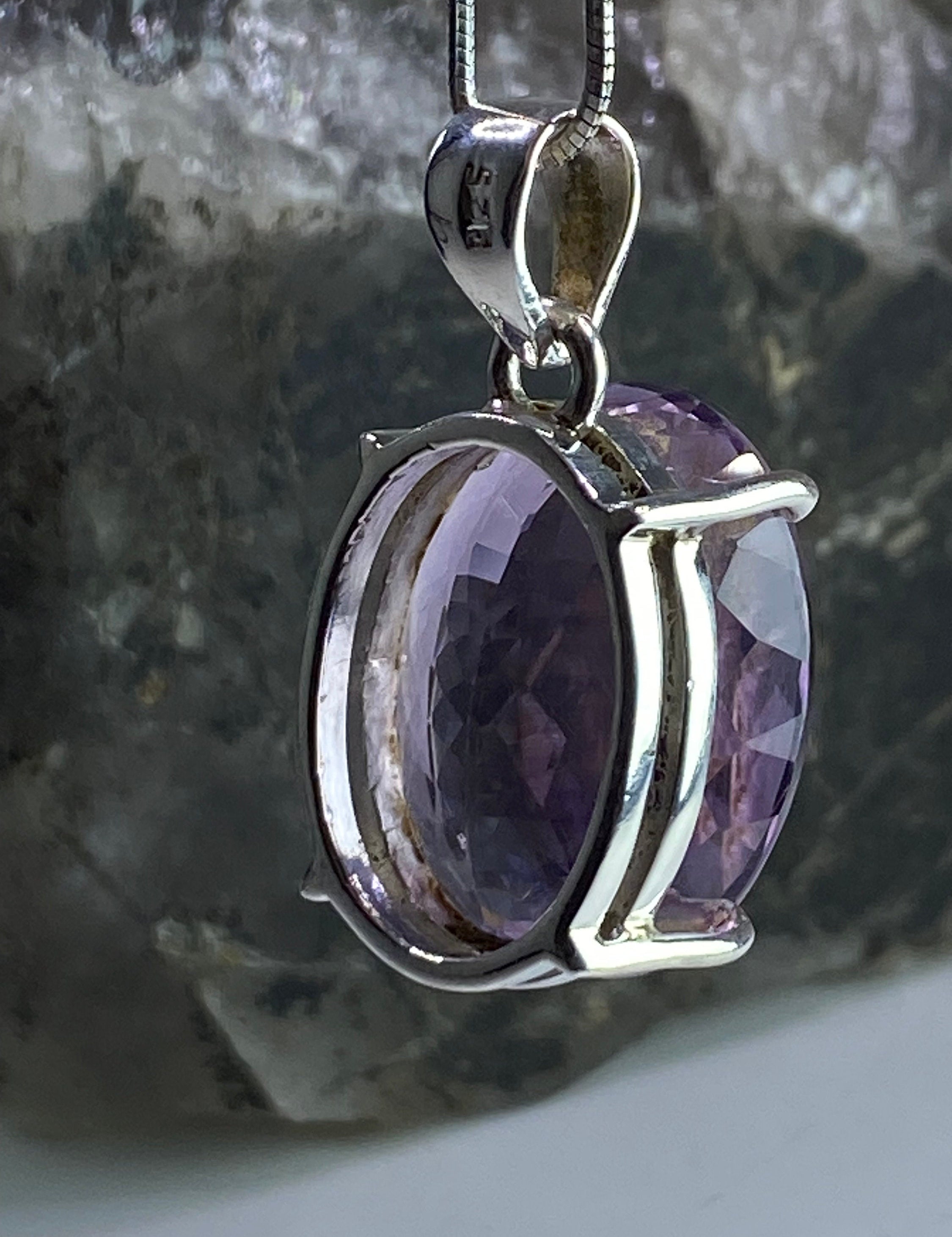 Purple Amethyst and Sterling Silver Pendant (M)