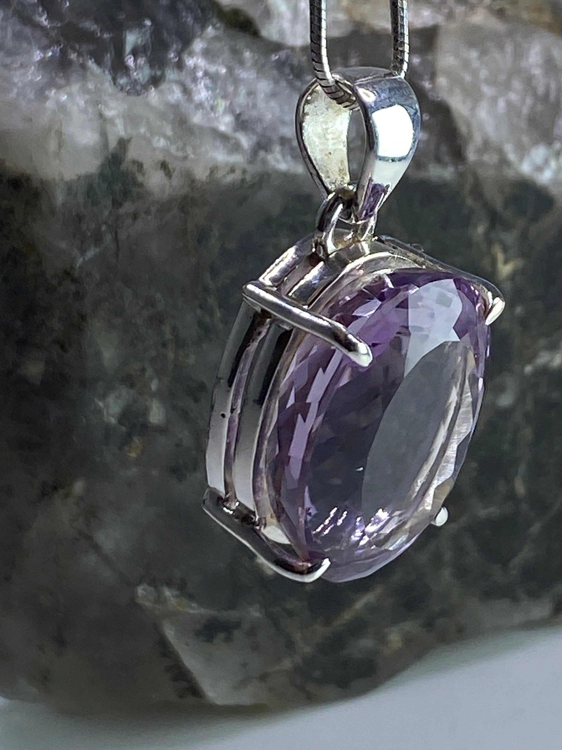 Purple Amethyst and Sterling Silver Pendant (M)