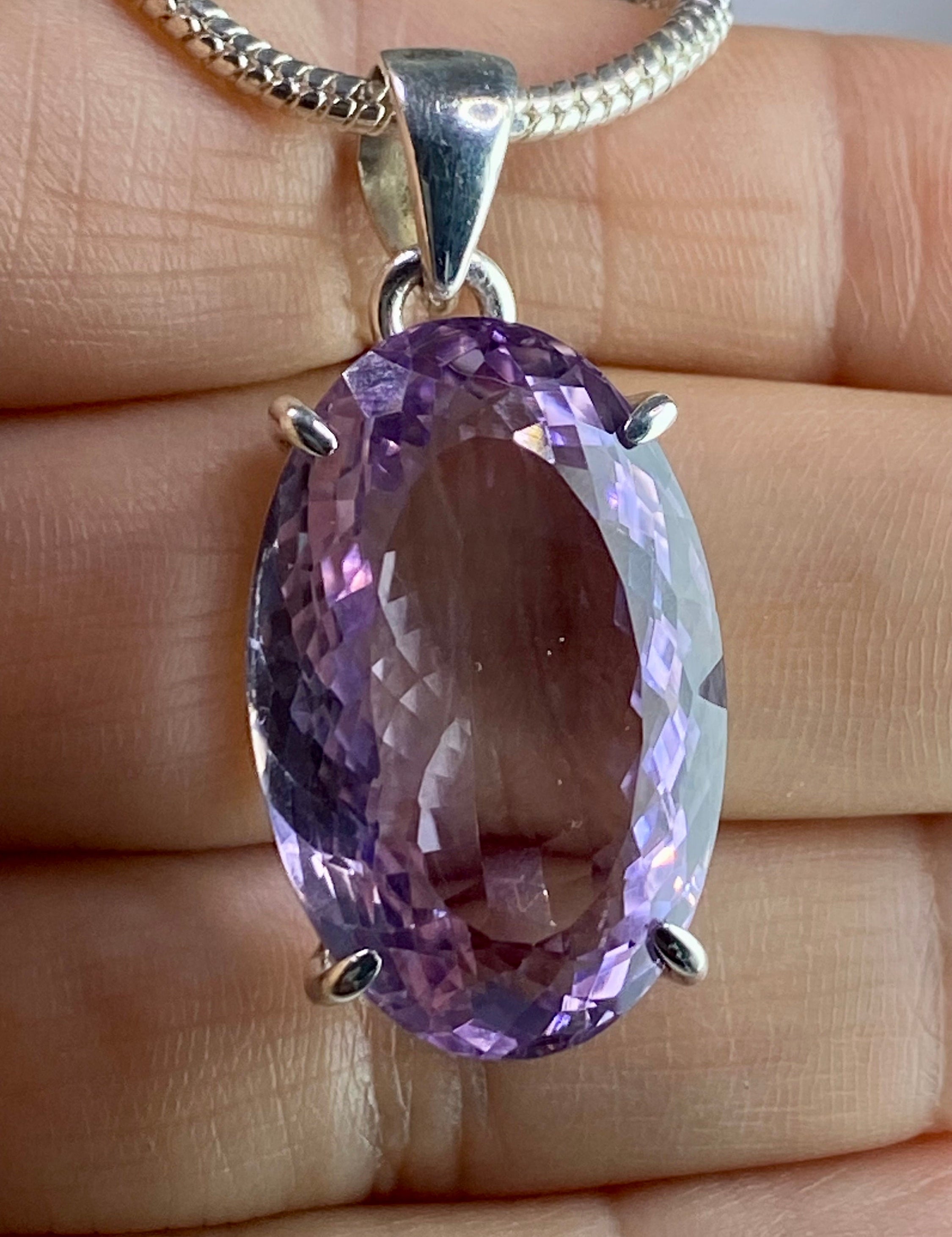 Purple Amethyst and Sterling Silver Pendant (M4)