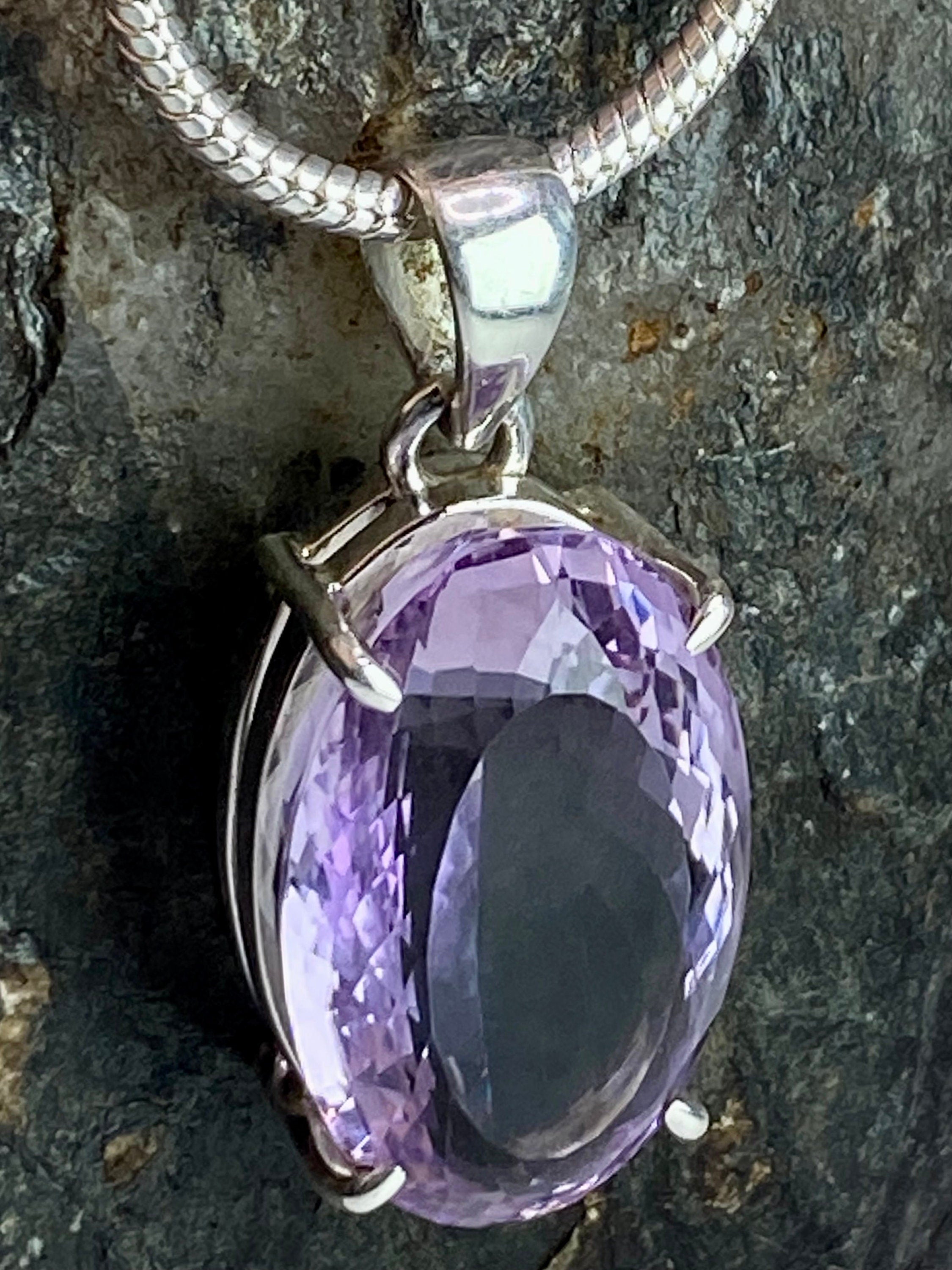 Purple Amethyst and Sterling Silver Pendant (M4)