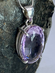 Purple Amethyst and Sterling Silver Pendant (M4)