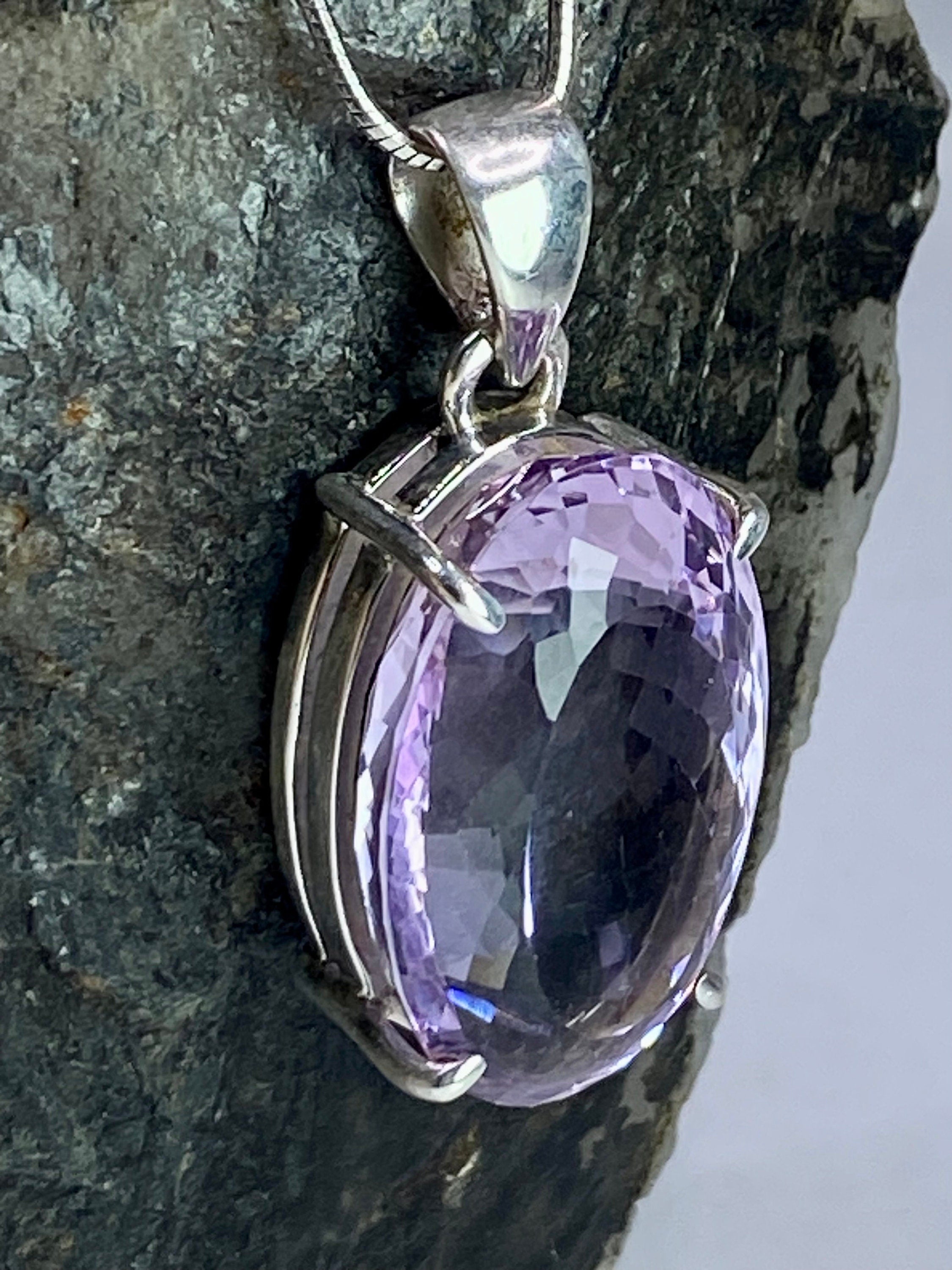 Purple Amethyst and Sterling Silver Pendant (M4)