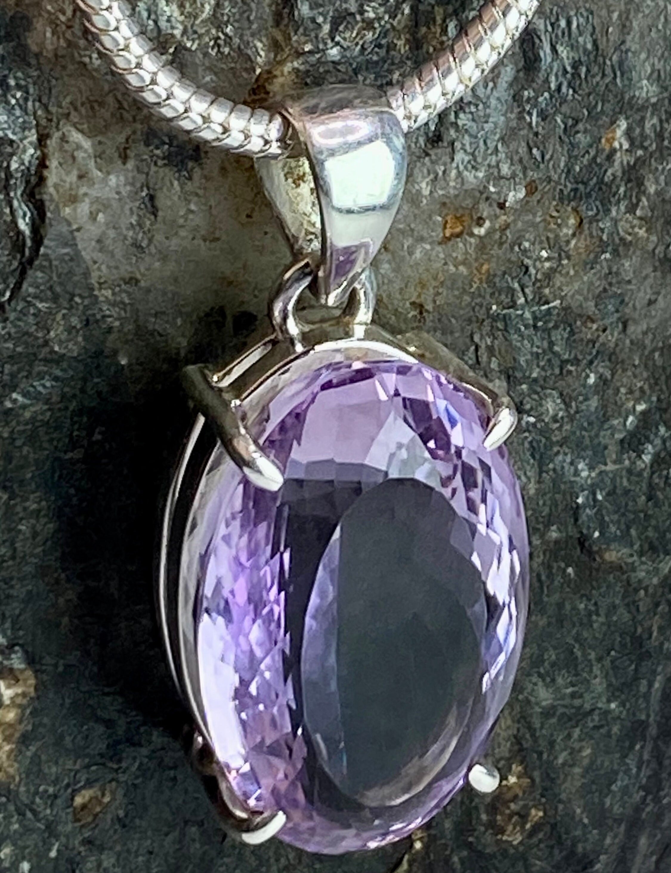 Purple Amethyst and Sterling Silver Pendant (M5)