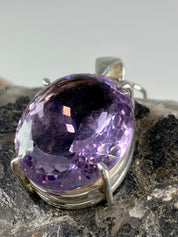 Purple Amethyst and Sterling Silver Pendant (M6)