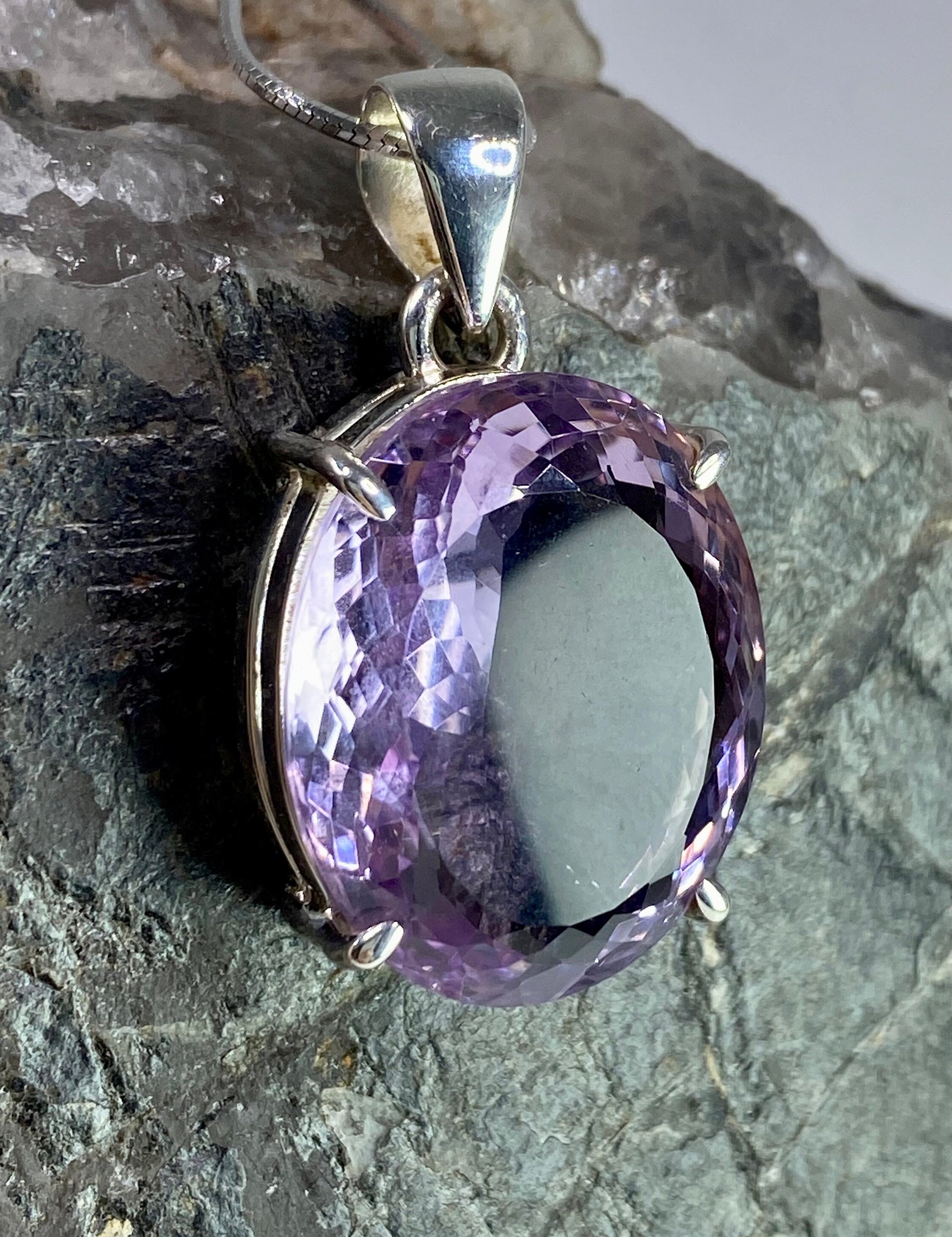 Purple Amethyst and Sterling Silver Pendant (M6)