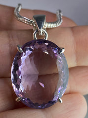 Purple Amethyst and Sterling Silver Pendant (M6)