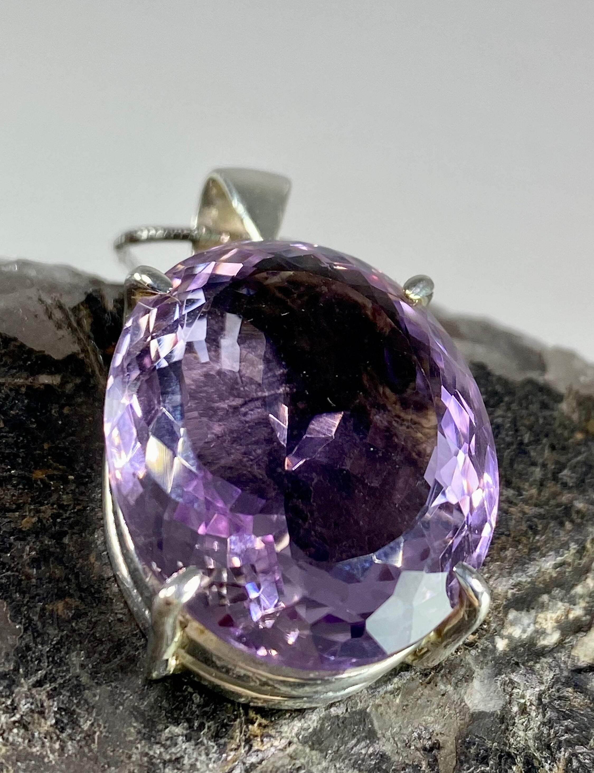 Purple Amethyst and Sterling Silver Pendant (M6)