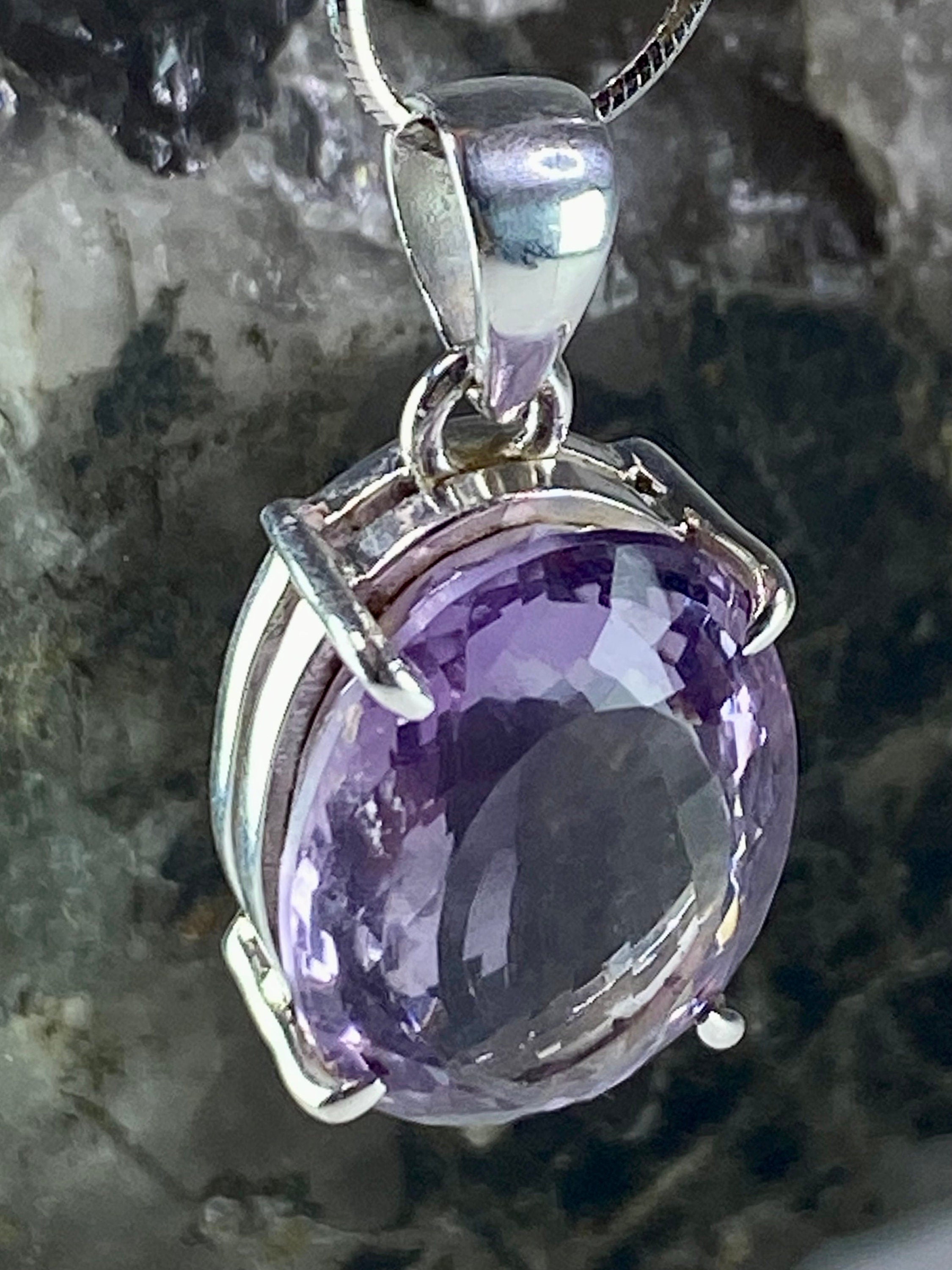 Purple Amethyst and Sterling Silver Pendant (M15)