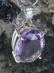 Purple Amethyst and Sterling Silver Pendant (M15)