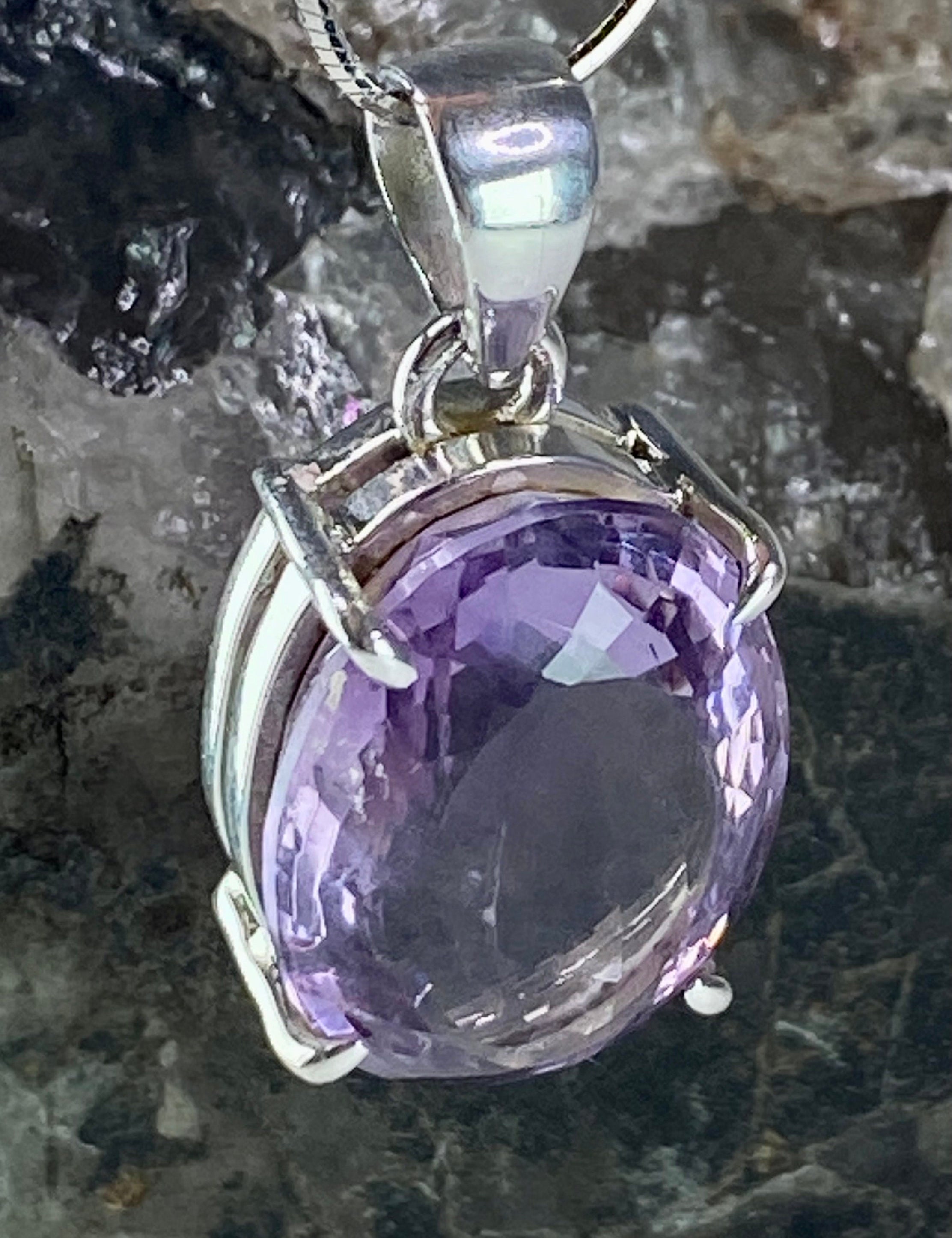 Purple Amethyst and Sterling Silver Pendant (M8)