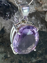 Purple Amethyst and Sterling Silver Pendant (M8)