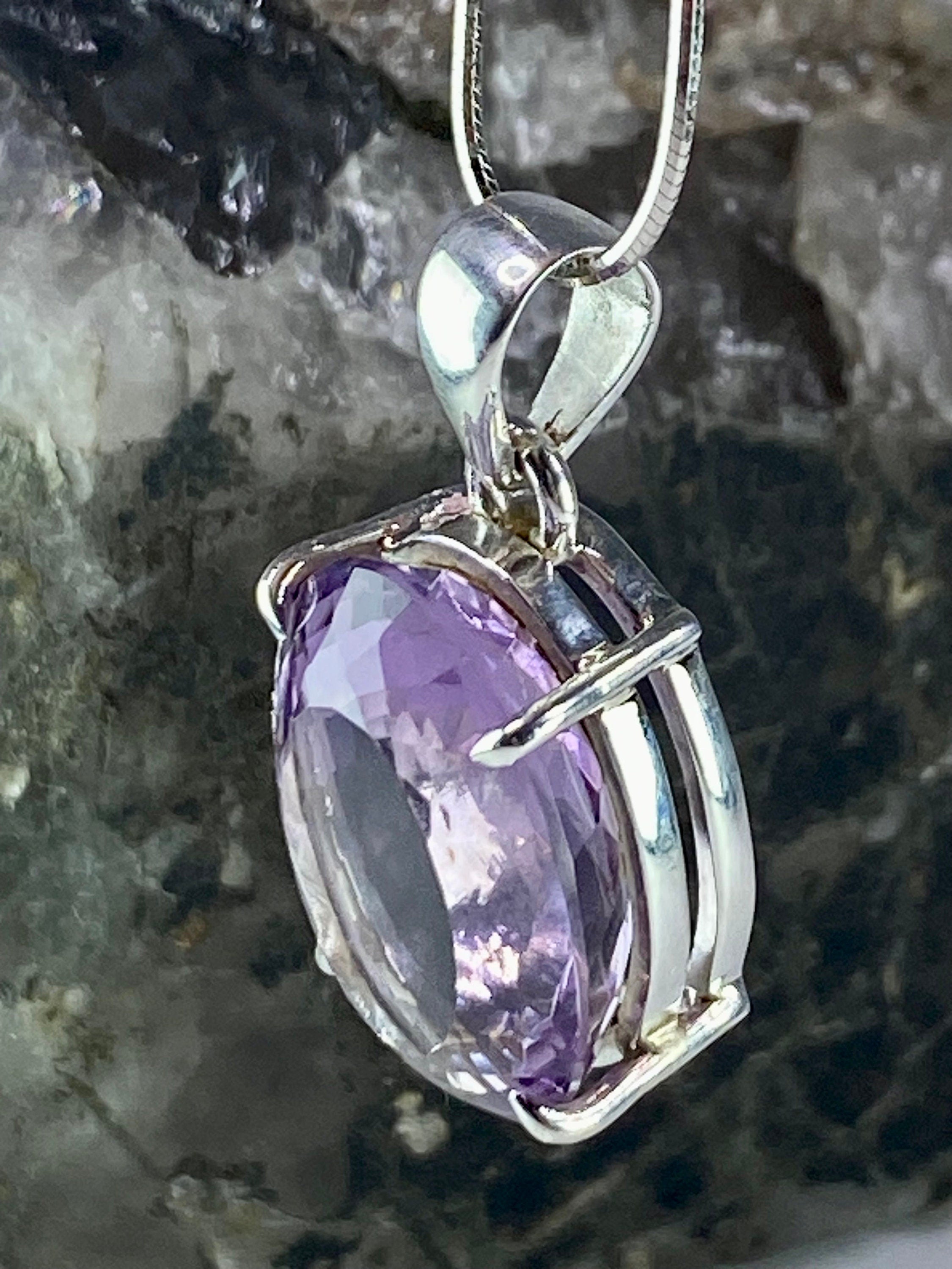 Purple Amethyst and Sterling Silver Pendant (M15)