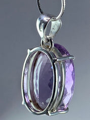 Purple Faceted Amethyst and Sterling Silver Pendant (M10)