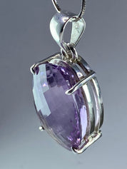 Purple Faceted Amethyst and Sterling Silver Pendant (M10)