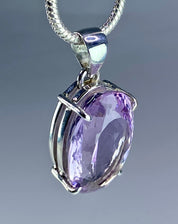 Purple Amethyst and Sterling Silver Pendant (M11)