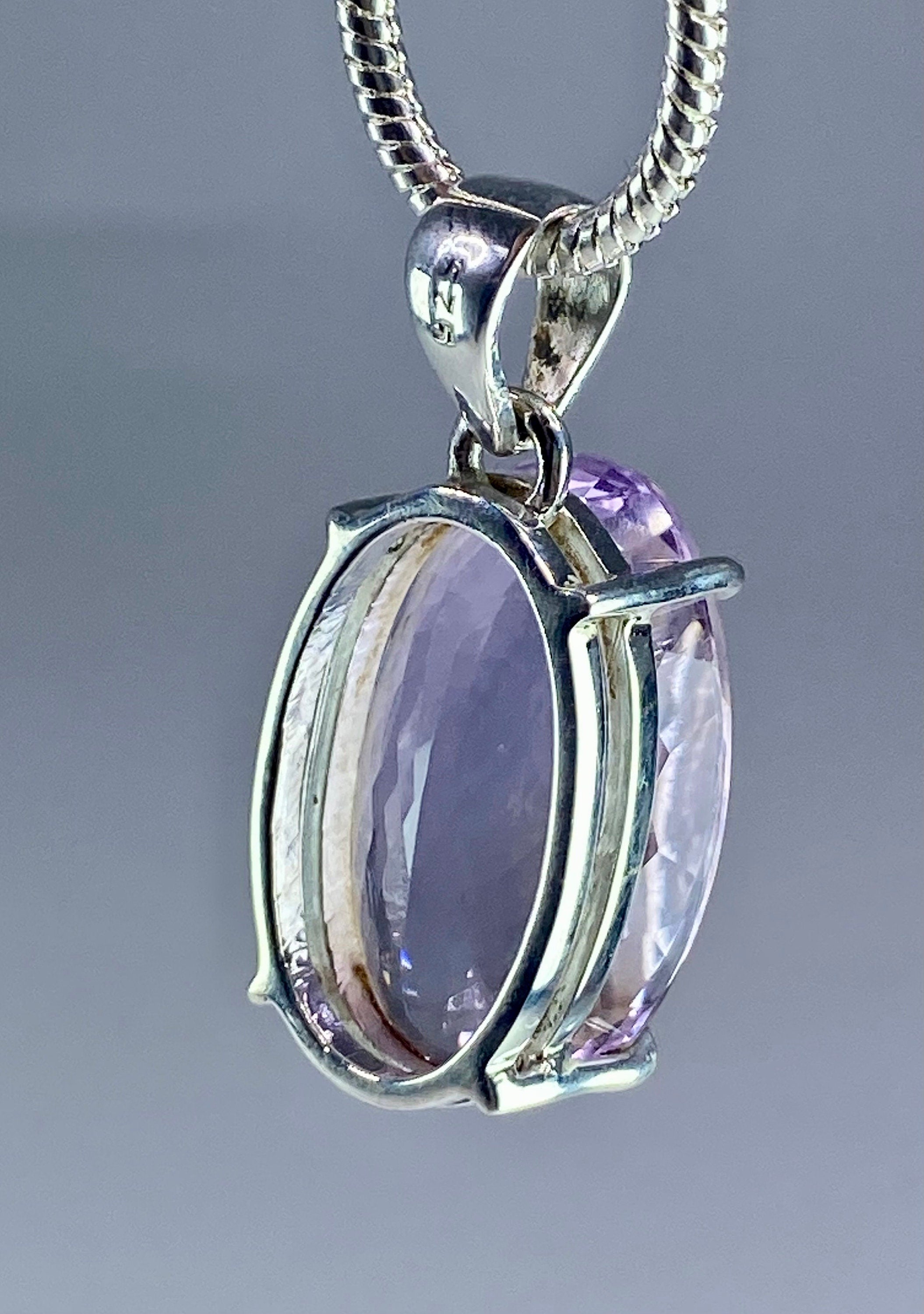 Purple Amethyst and Sterling Silver Pendant (M11)