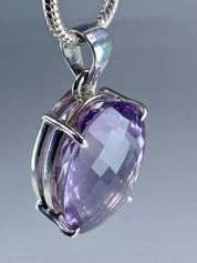 Purple Faceted Amethyst and Sterling Silver Pendant (M16)