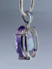 Purple Faceted Amethyst and Sterling Silver Pendant (M16)