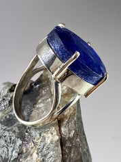 Raw Sapphire and Silver Ring (AAA)