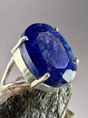 Raw Sapphire and Silver Ring (AAA)