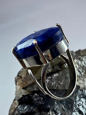 Raw Sapphire and Silver Ring (AAA)