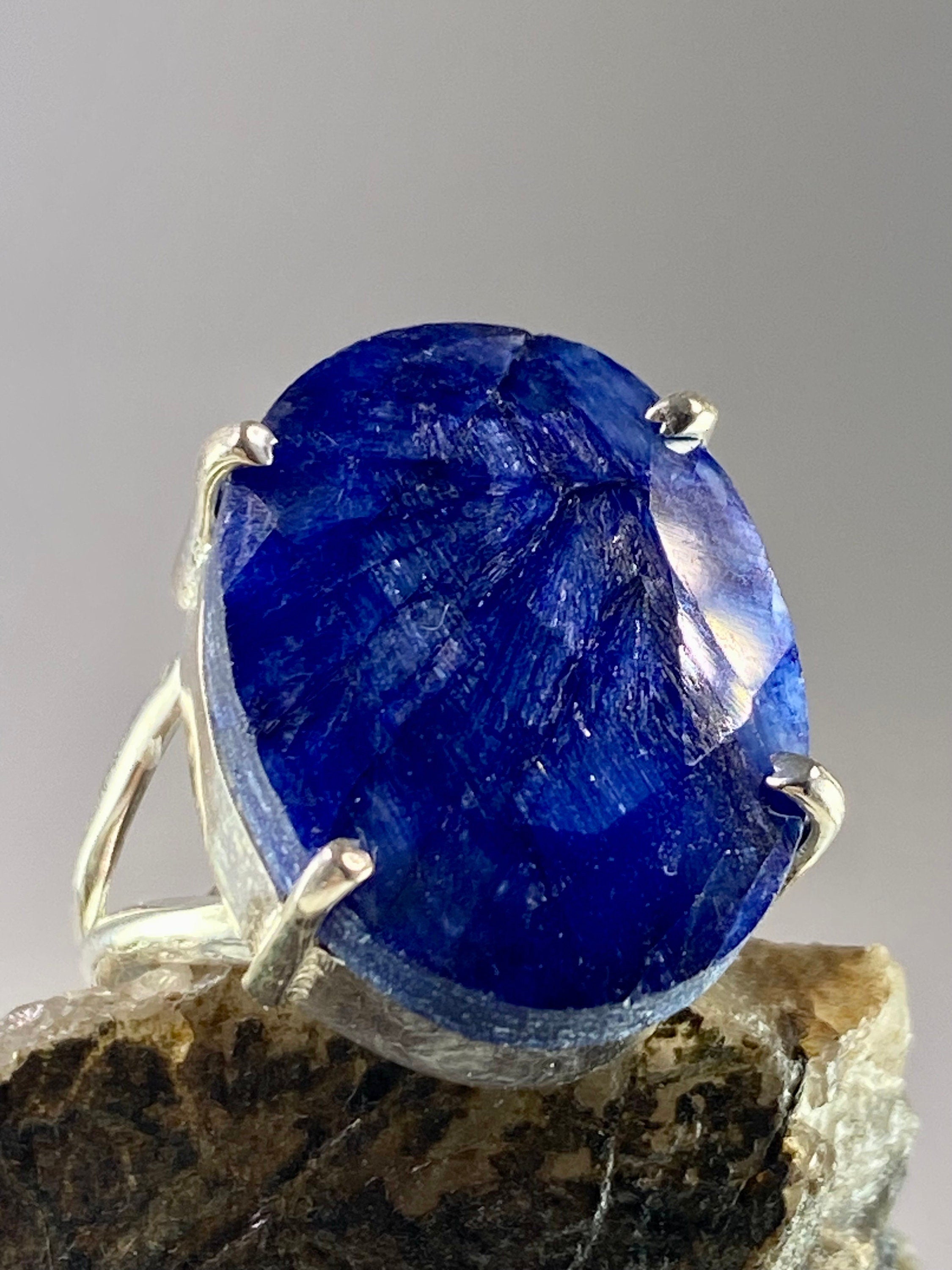 Raw Sapphire and Silver Ring (AAA)