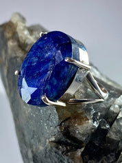 Raw Sapphire and Silver Ring (AAA)