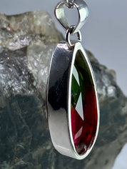 Watermelon Tourmaline Silver Teardrop Pendant (M5)