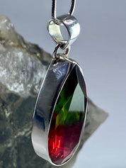 Watermelon Tourmaline and Silver Pendant (M5)