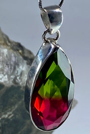 Watermelon Tourmaline and Silver Pendant (M5)