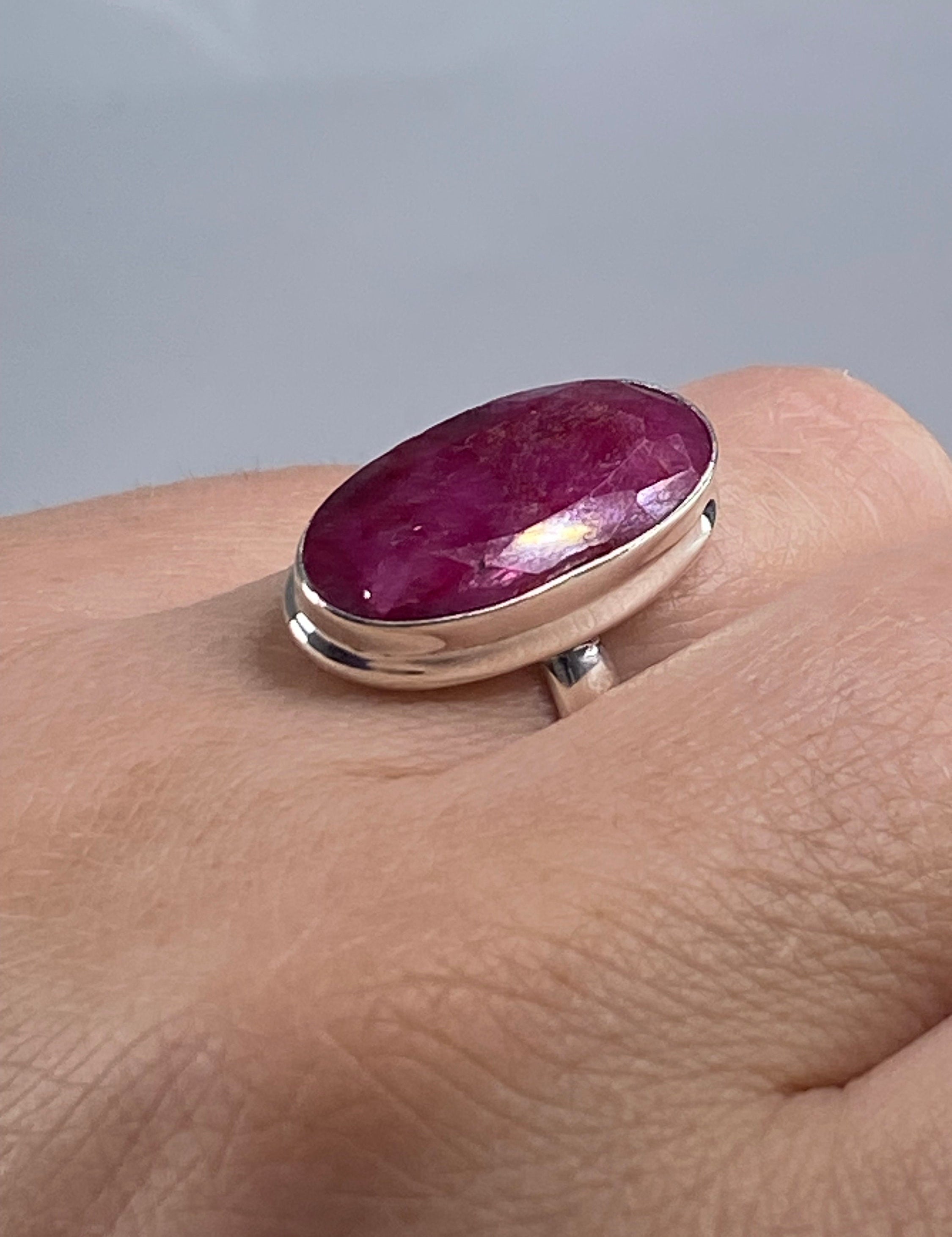 Raw Ruby and Silver Ring (M09)