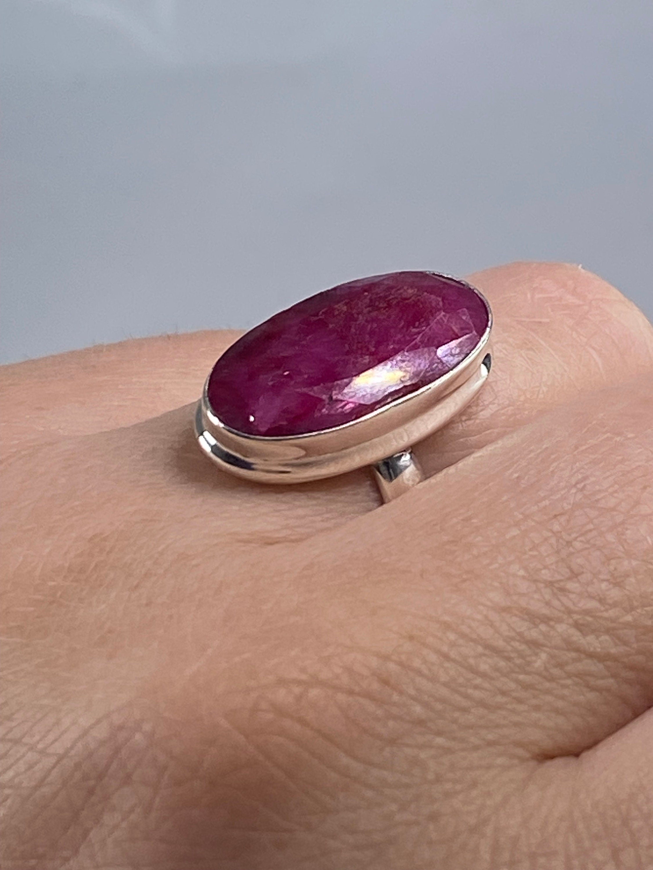 Raw Ruby and Silver Ring (M09)