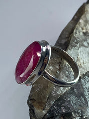 Raw Ruby and Silver Ring (M09)