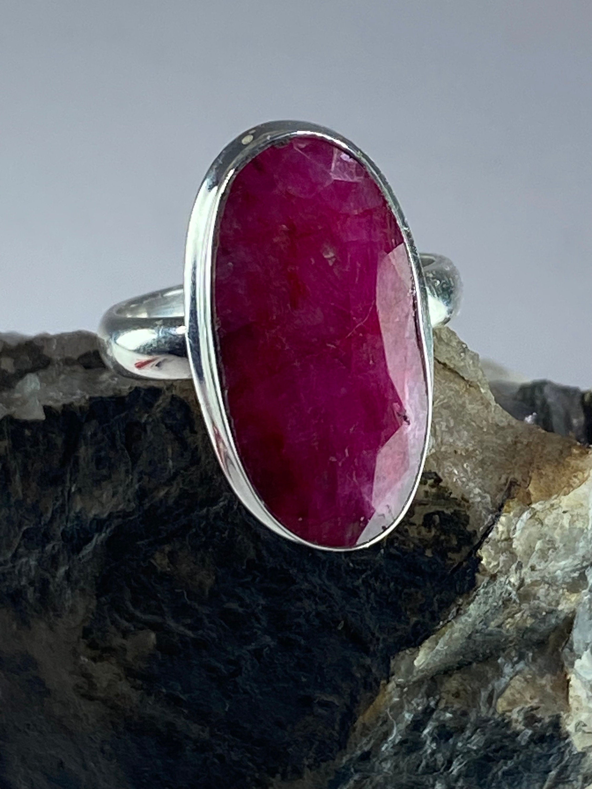 Raw Ruby and Silver Ring (M09)