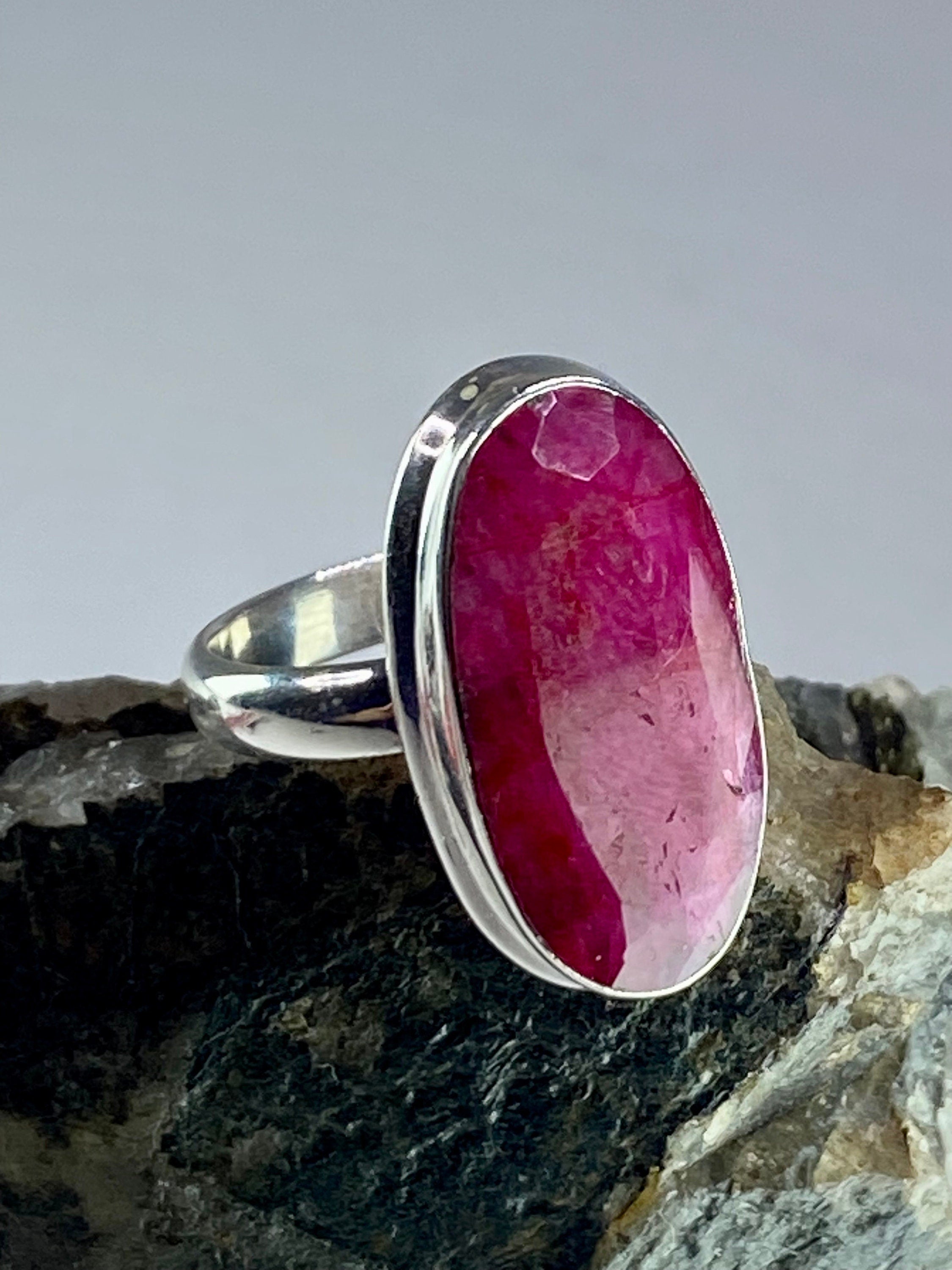 Raw Ruby and Silver Ring (M09)